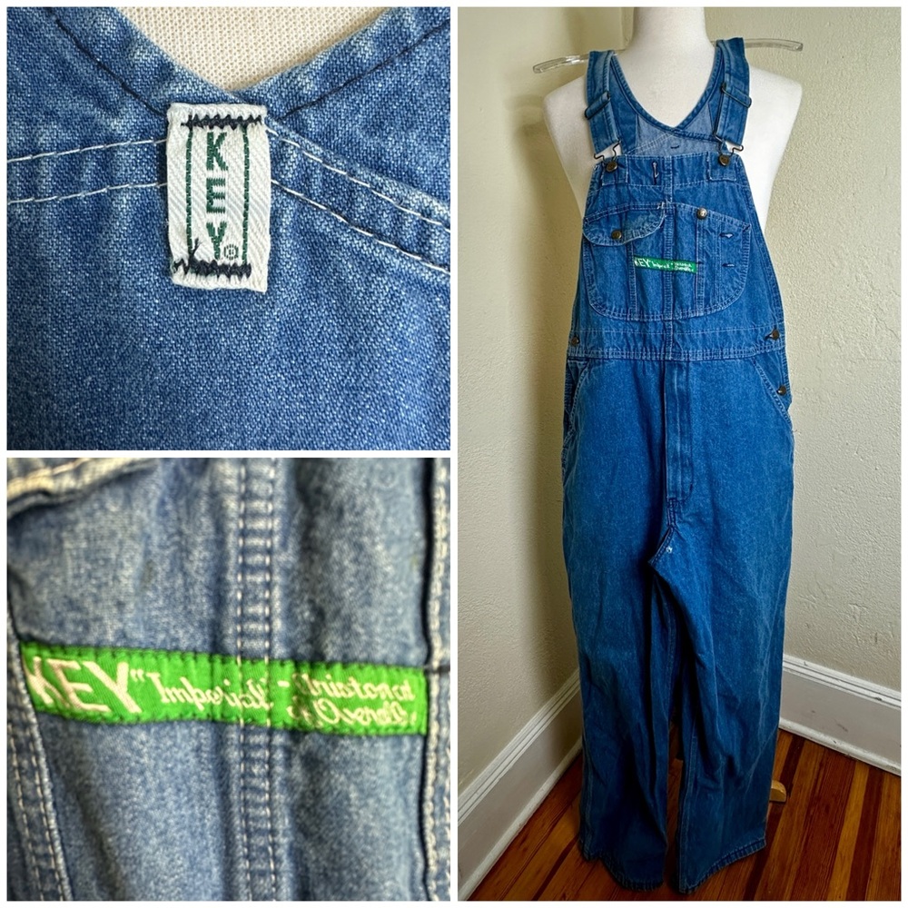 VTG Key Imperial Aristocrat Overalls M’s 38x30 Blue Denim Bib Carpenter Workwear
